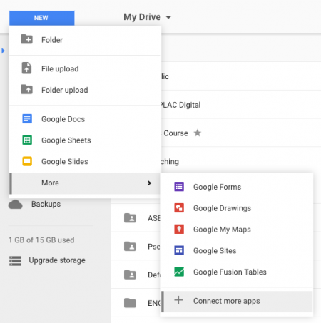 Adding more apps at Google Drive